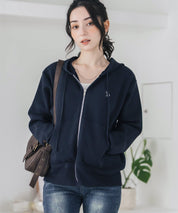 U.S. POLO ASSN. ユーエスポロアッスン W's オーバーサイズワンポイントロゴ刺繍スウェットライクニット短丈長袖パーカー 15732