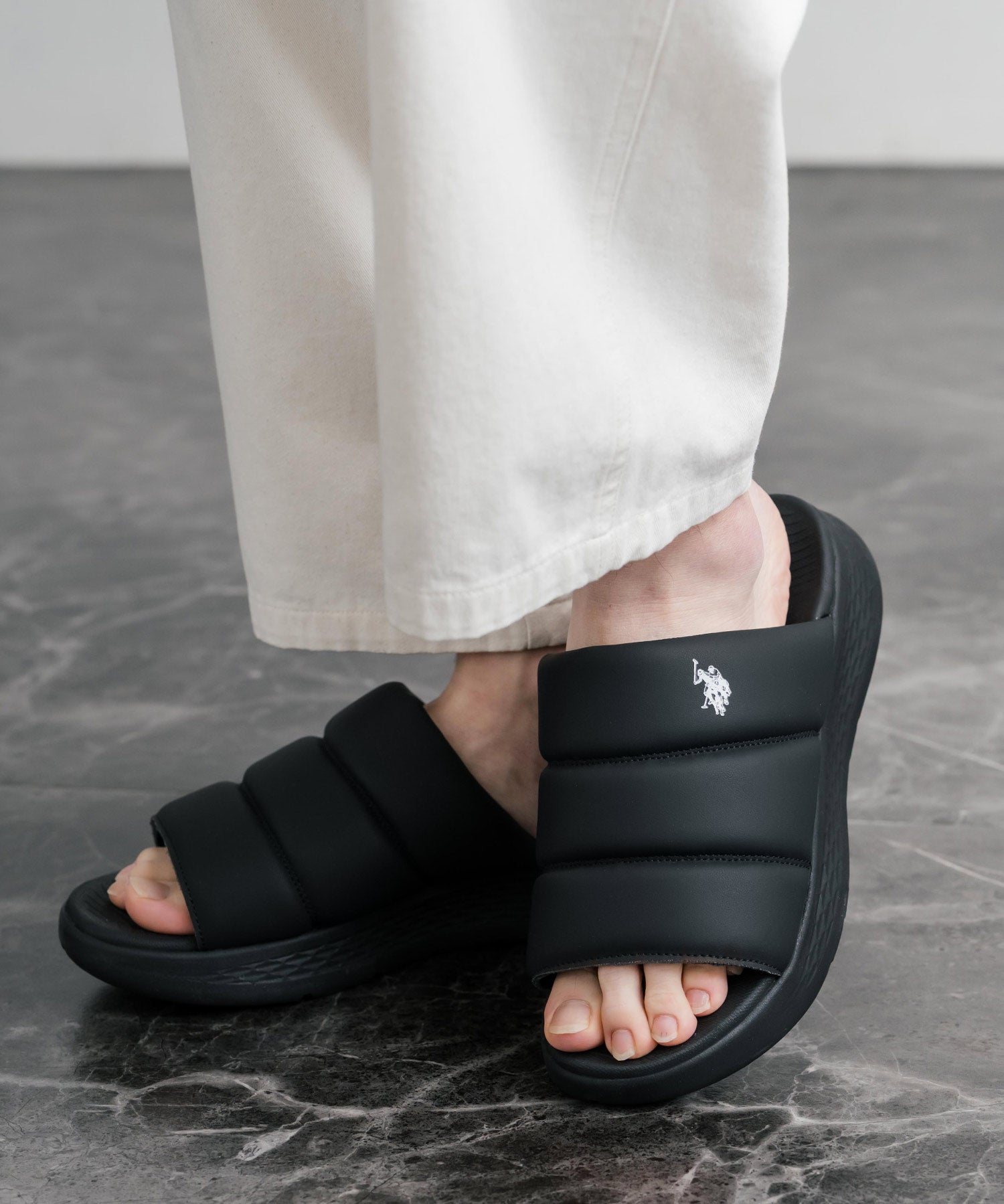U.S. POLO ASSN. ユーエスポロアッスン ワンポイントロゴ厚底スライドサンダル 15735