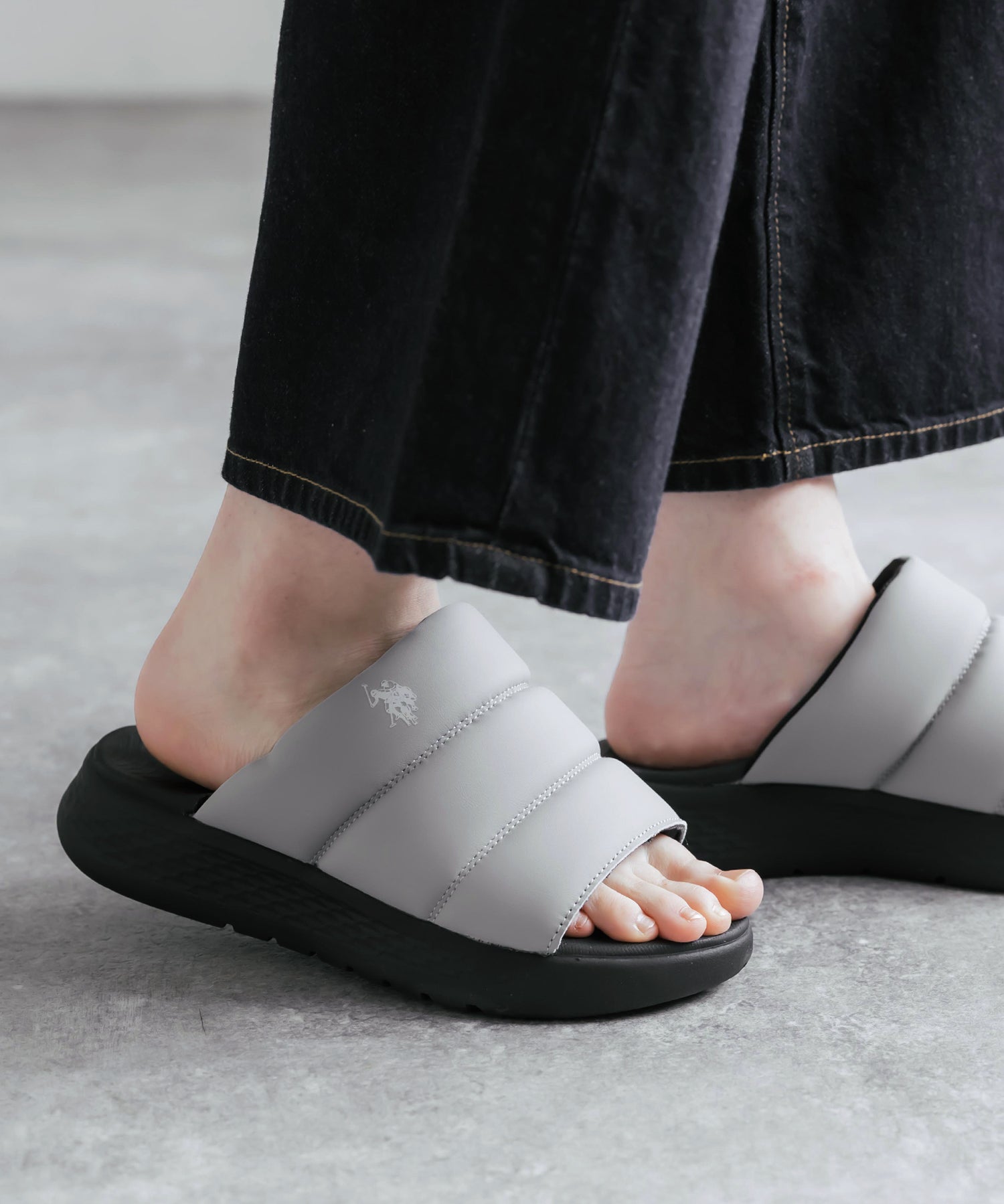 U.S. POLO ASSN. ユーエスポロアッスン ワンポイントロゴ厚底スライドサンダル 15735