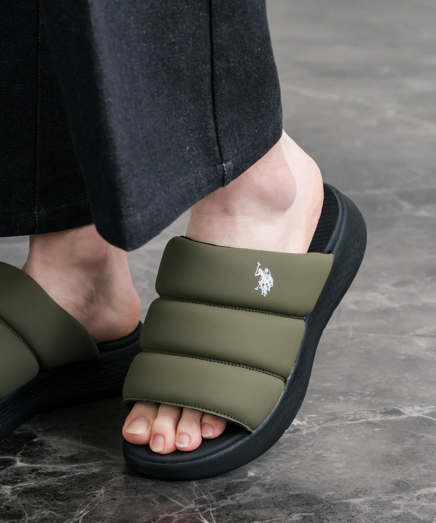 U.S. POLO ASSN. ユーエスポロアッスン ワンポイントロゴ厚底スライドサンダル 15735