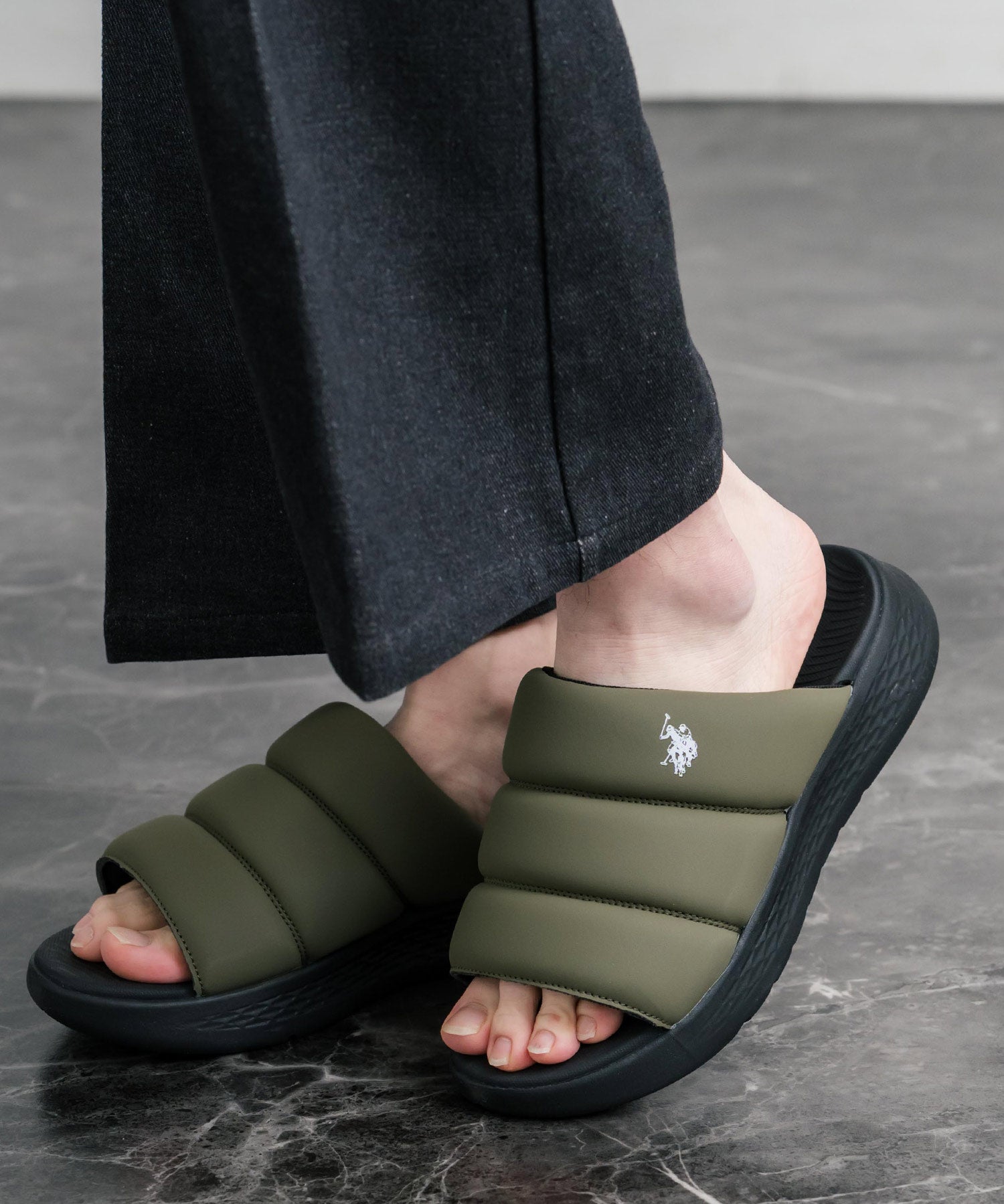 U.S. POLO ASSN. ユーエスポロアッスン ワンポイントロゴ厚底スライドサンダル 15735