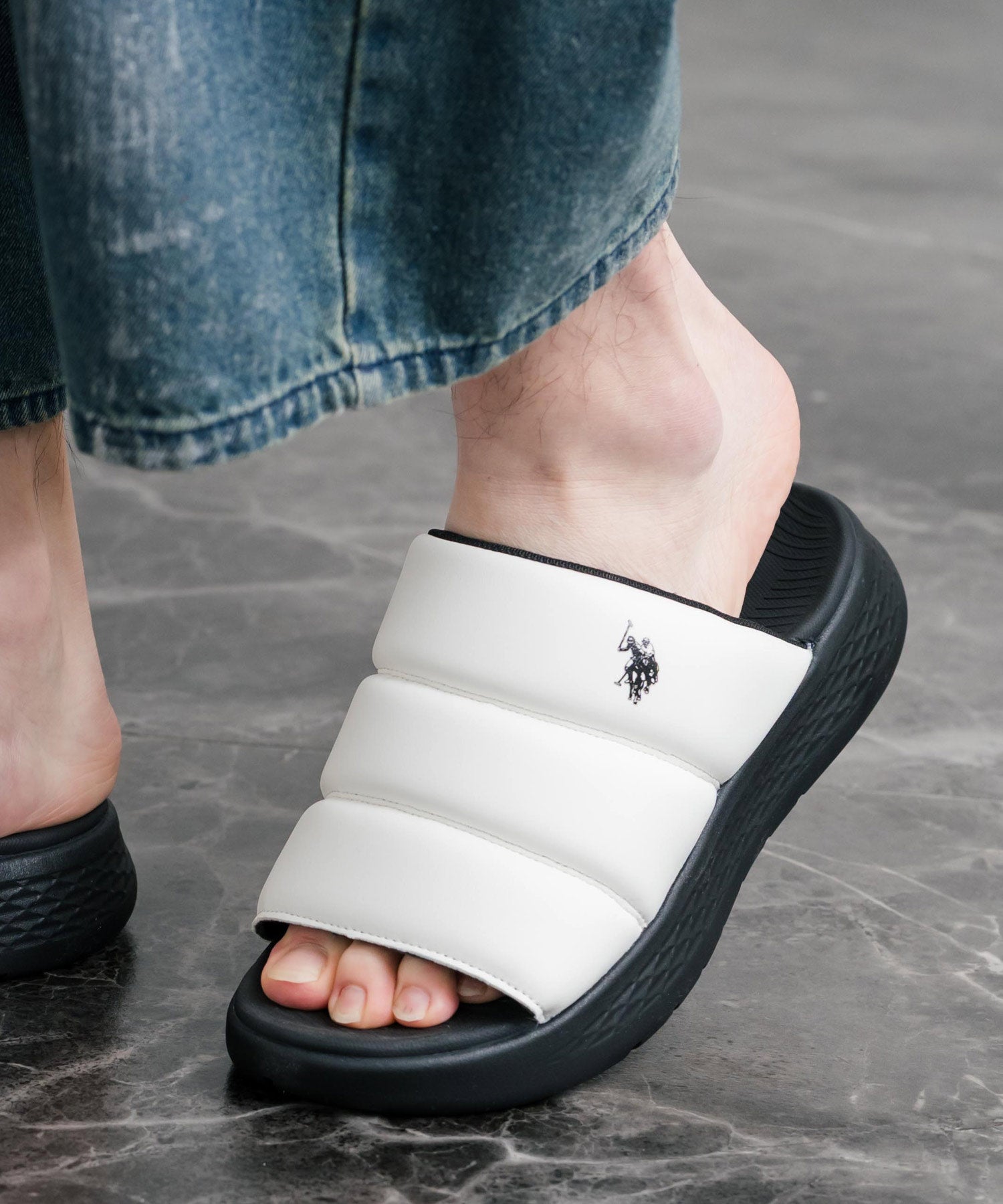 U.S. POLO ASSN. ユーエスポロアッスン ワンポイントロゴ厚底スライドサンダル 15735