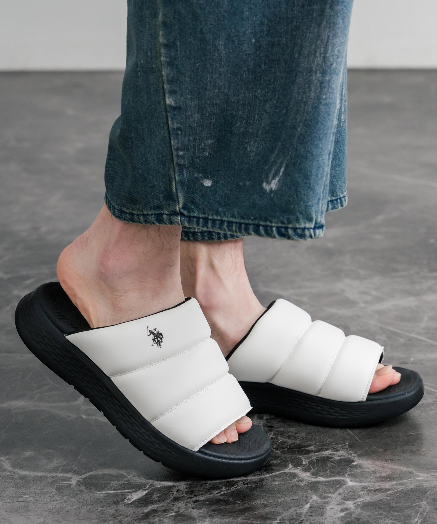 U.S. POLO ASSN. ユーエスポロアッスン ワンポイントロゴ厚底スライドサンダル 15735