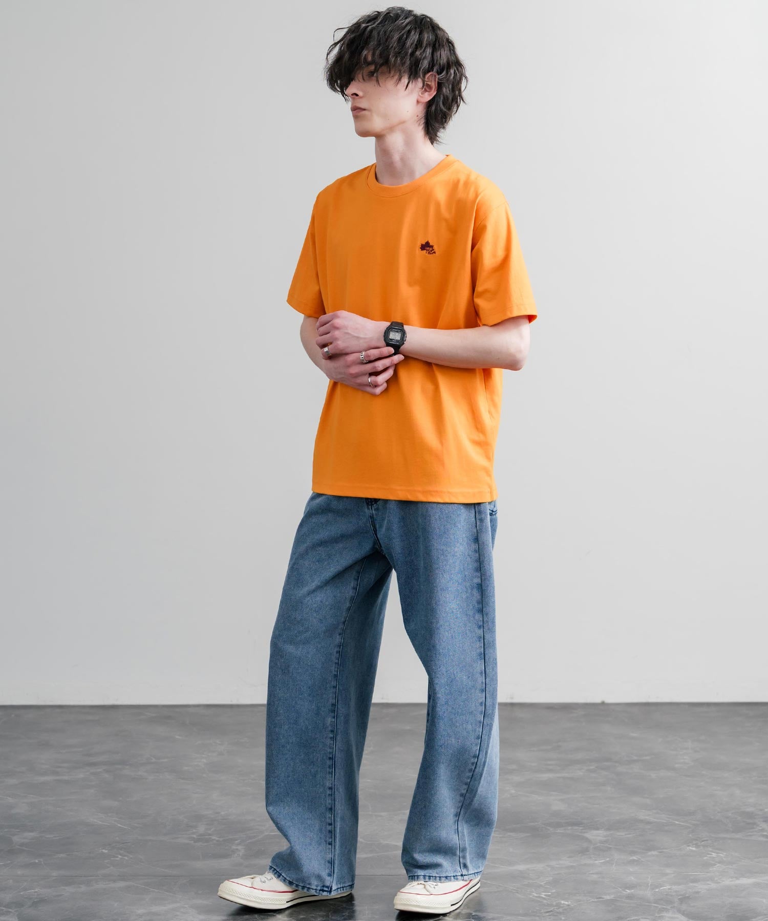 LOGOS ロゴス 吸汗速乾 スパイラルヤーンワンポイントロゴ刺繍半袖Tシャツ 15814