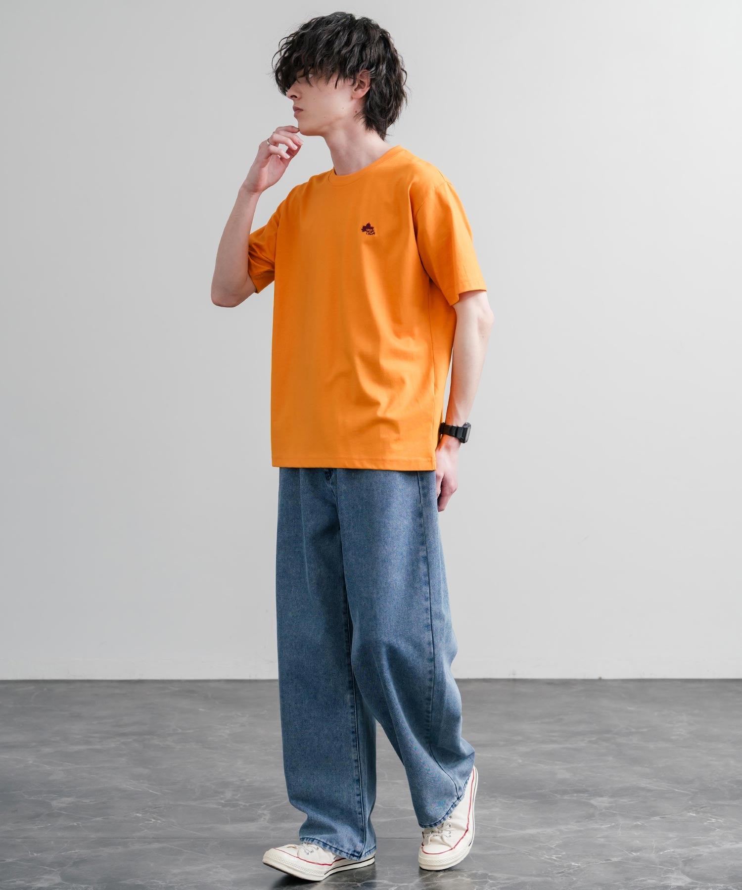 LOGOS ロゴス 吸汗速乾 スパイラルヤーンワンポイントロゴ刺繍半袖Tシャツ 15814