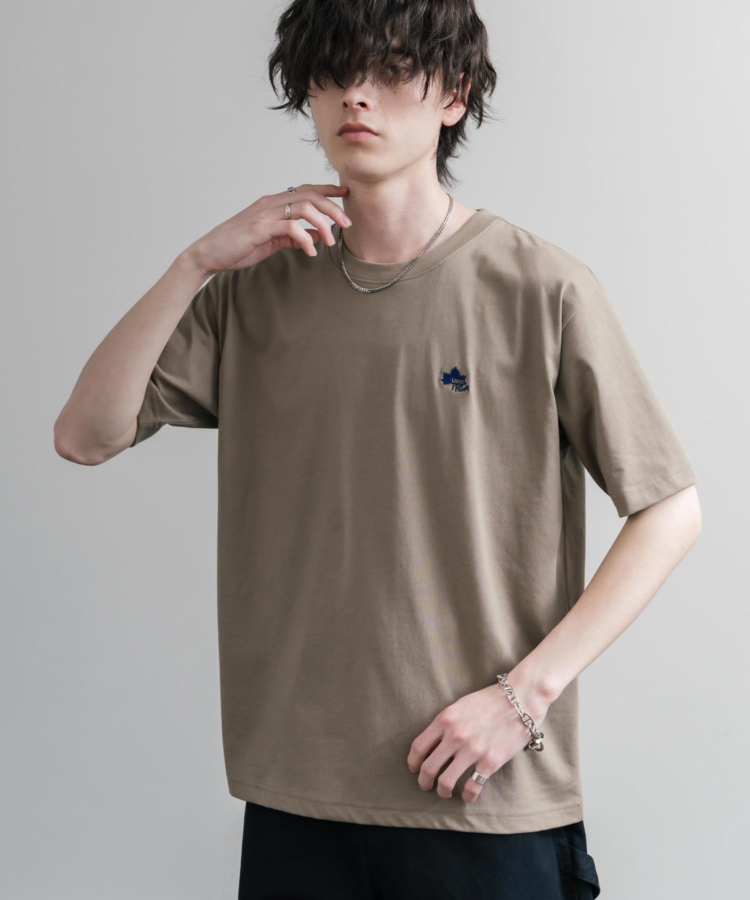 LOGOS ロゴス 吸汗速乾 スパイラルヤーンワンポイントロゴ刺繍半袖Tシャツ 15814