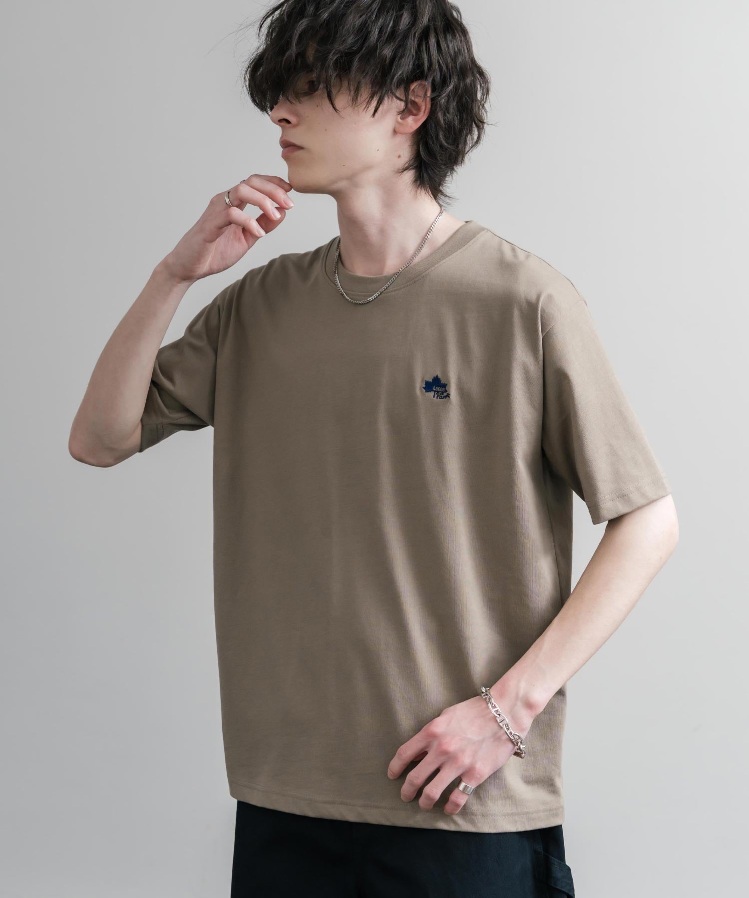 LOGOS ロゴス 吸汗速乾 スパイラルヤーンワンポイントロゴ刺繍半袖Tシャツ 15814