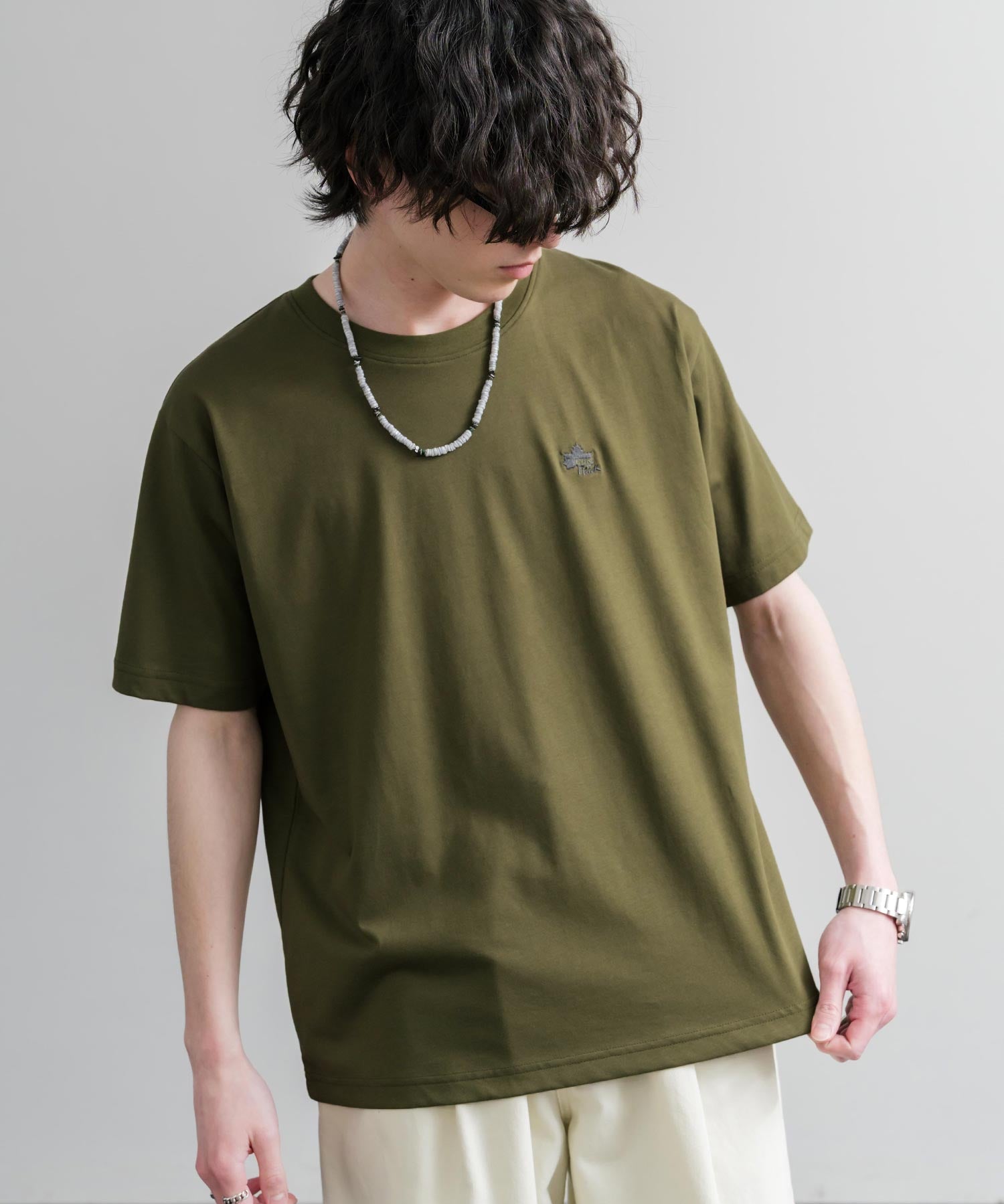 LOGOS ロゴス 吸汗速乾 スパイラルヤーンワンポイントロゴ刺繍半袖Tシャツ 15814