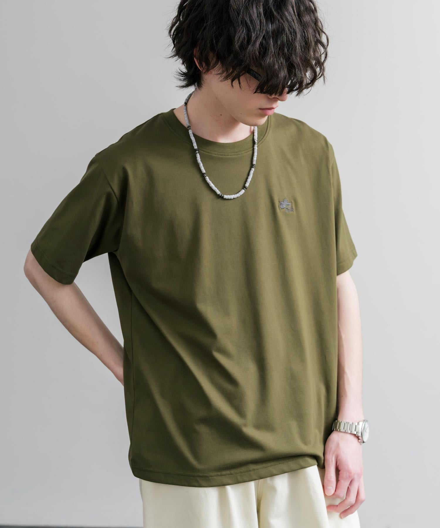 LOGOS ロゴス 吸汗速乾 スパイラルヤーンワンポイントロゴ刺繍半袖Tシャツ 15814