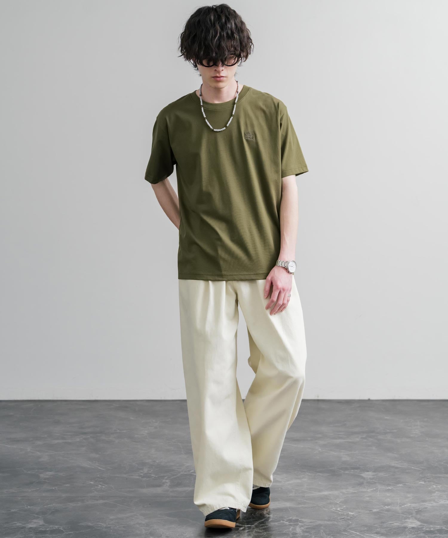 LOGOS ロゴス 吸汗速乾 スパイラルヤーンワンポイントロゴ刺繍半袖Tシャツ 15814