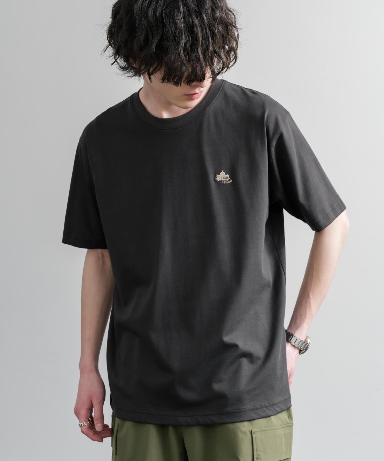 LOGOS ロゴス 吸汗速乾 スパイラルヤーンワンポイントロゴ刺繍半袖Tシャツ 15814