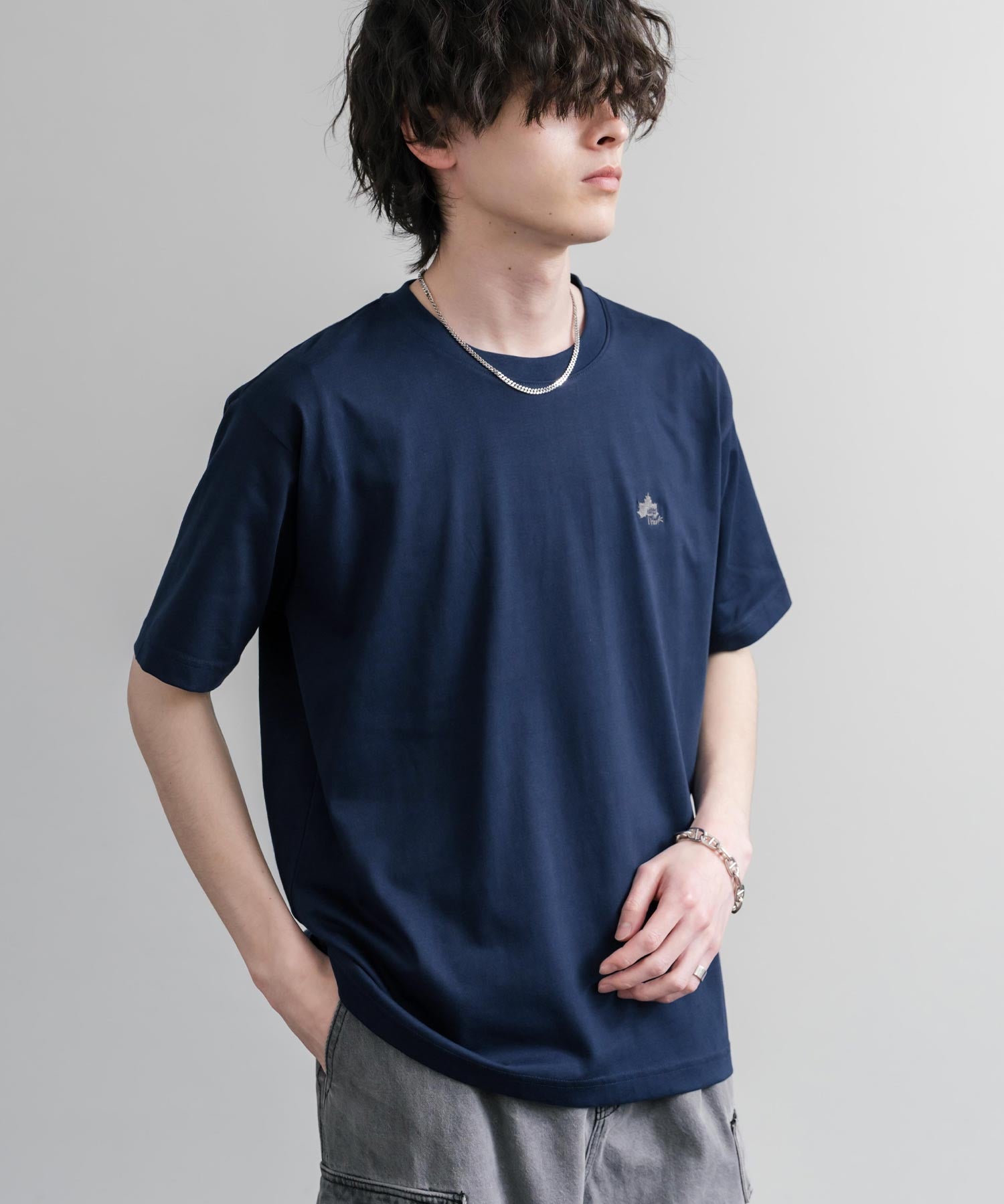 LOGOS ロゴス 吸汗速乾 スパイラルヤーンワンポイントロゴ刺繍半袖Tシャツ 15814