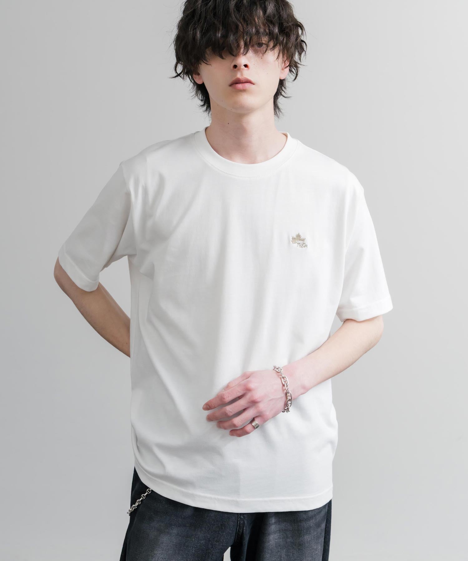 LOGOS ロゴス 吸汗速乾 スパイラルヤーンワンポイントロゴ刺繍半袖Tシャツ 15814