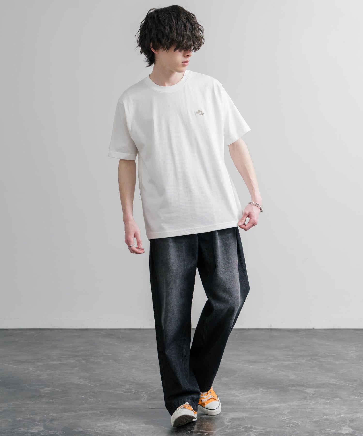 LOGOS ロゴス 吸汗速乾 スパイラルヤーンワンポイントロゴ刺繍半袖Tシャツ 15814