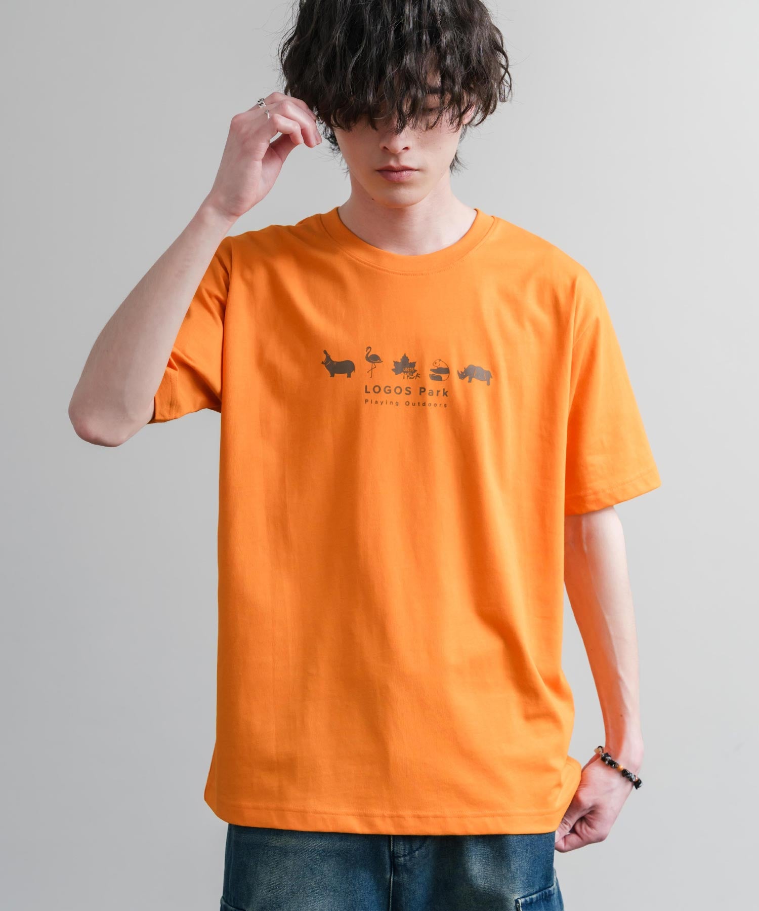 LOGOS ロゴス 吸汗速乾 スパイラルヤーンアニマルプリント半袖Tシャツ  15815