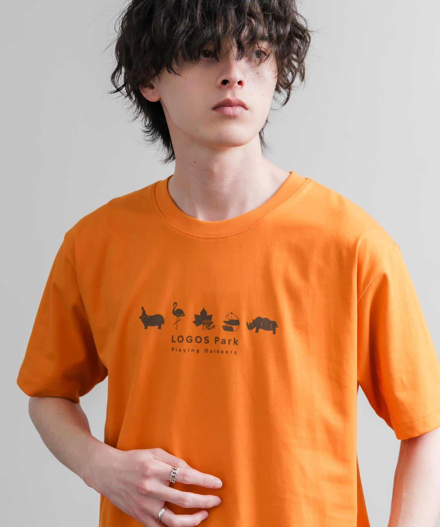 LOGOS ロゴス 吸汗速乾 スパイラルヤーンアニマルプリント半袖Tシャツ  15815