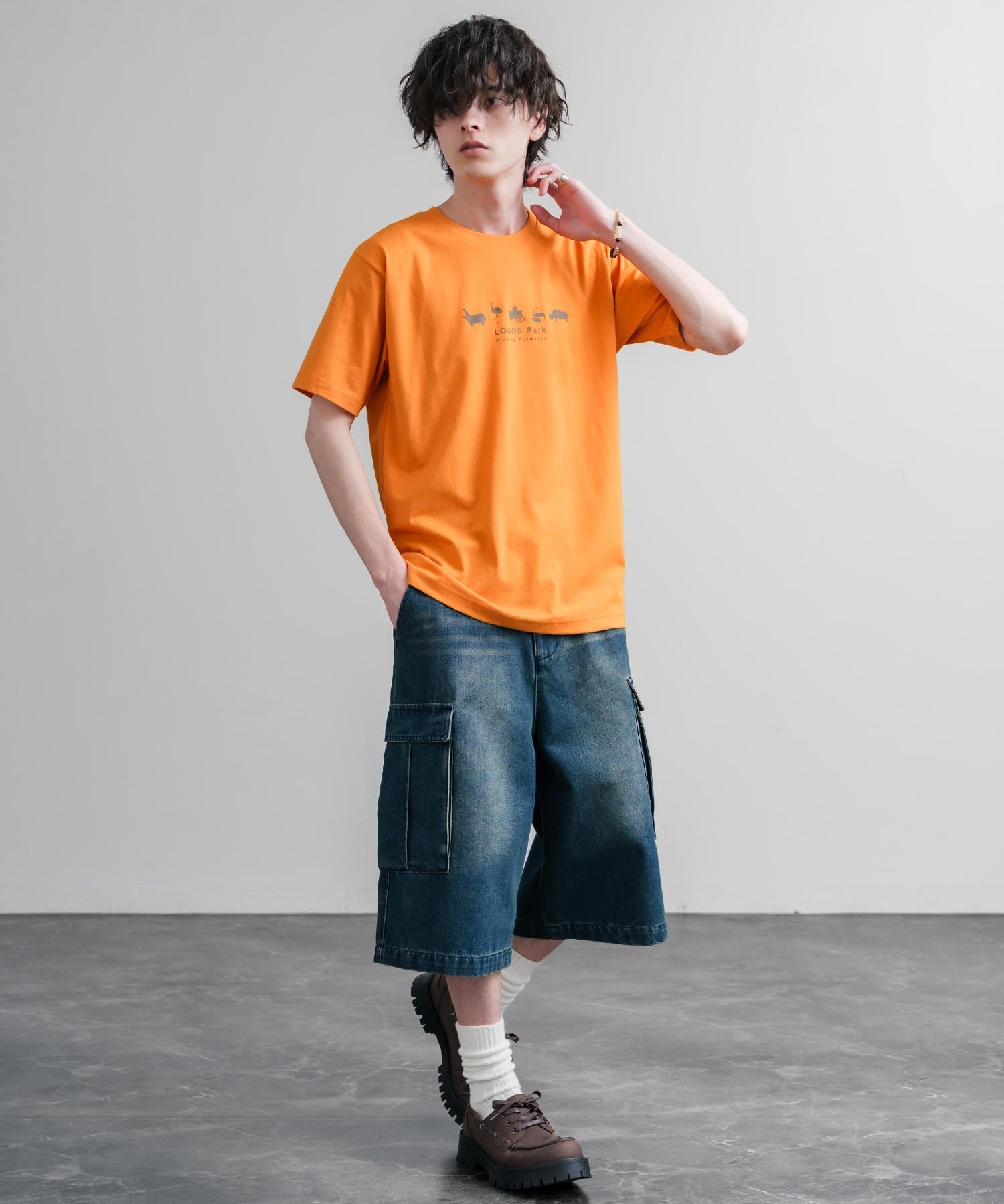 LOGOS ロゴス 吸汗速乾 スパイラルヤーンアニマルプリント半袖Tシャツ  15815