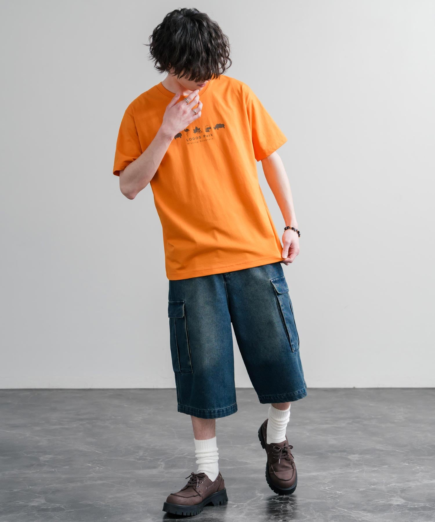 LOGOS ロゴス 吸汗速乾 スパイラルヤーンアニマルプリント半袖Tシャツ  15815