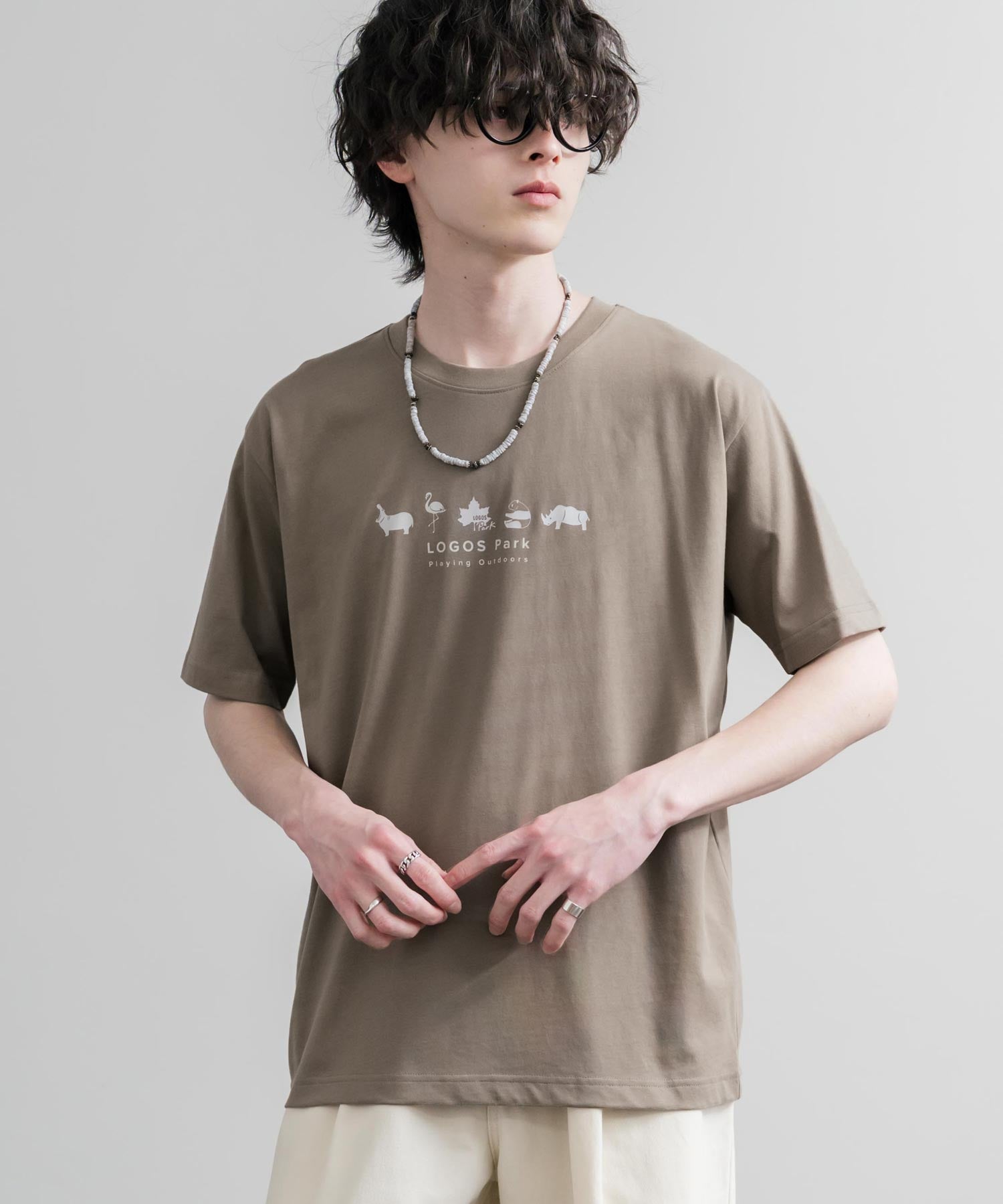 LOGOS ロゴス 吸汗速乾 スパイラルヤーンアニマルプリント半袖Tシャツ  15815