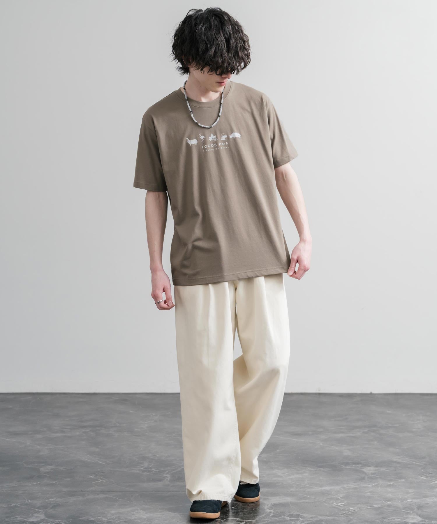 LOGOS ロゴス 吸汗速乾 スパイラルヤーンアニマルプリント半袖Tシャツ  15815