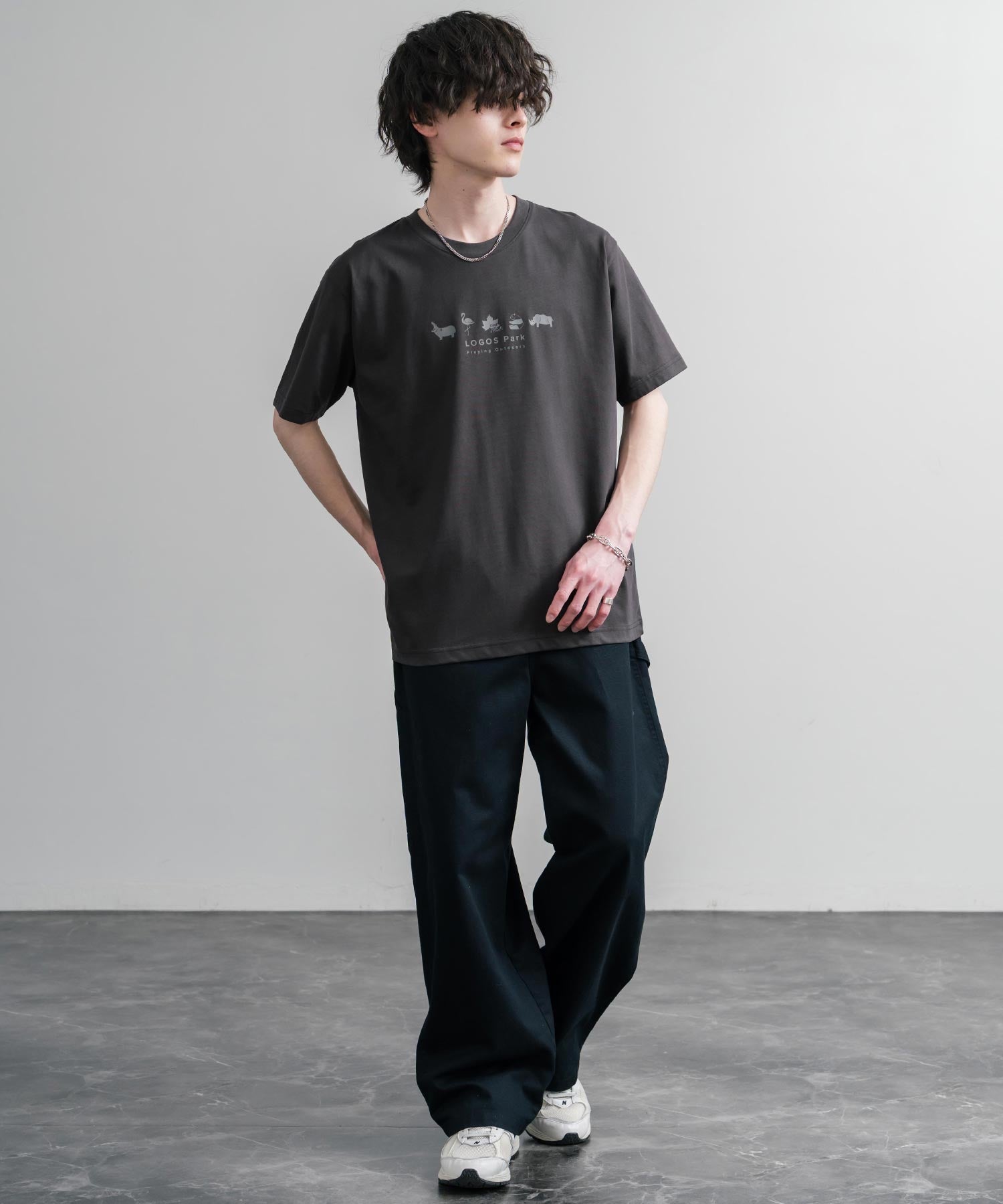 LOGOS ロゴス 吸汗速乾 スパイラルヤーンアニマルプリント半袖Tシャツ  15815