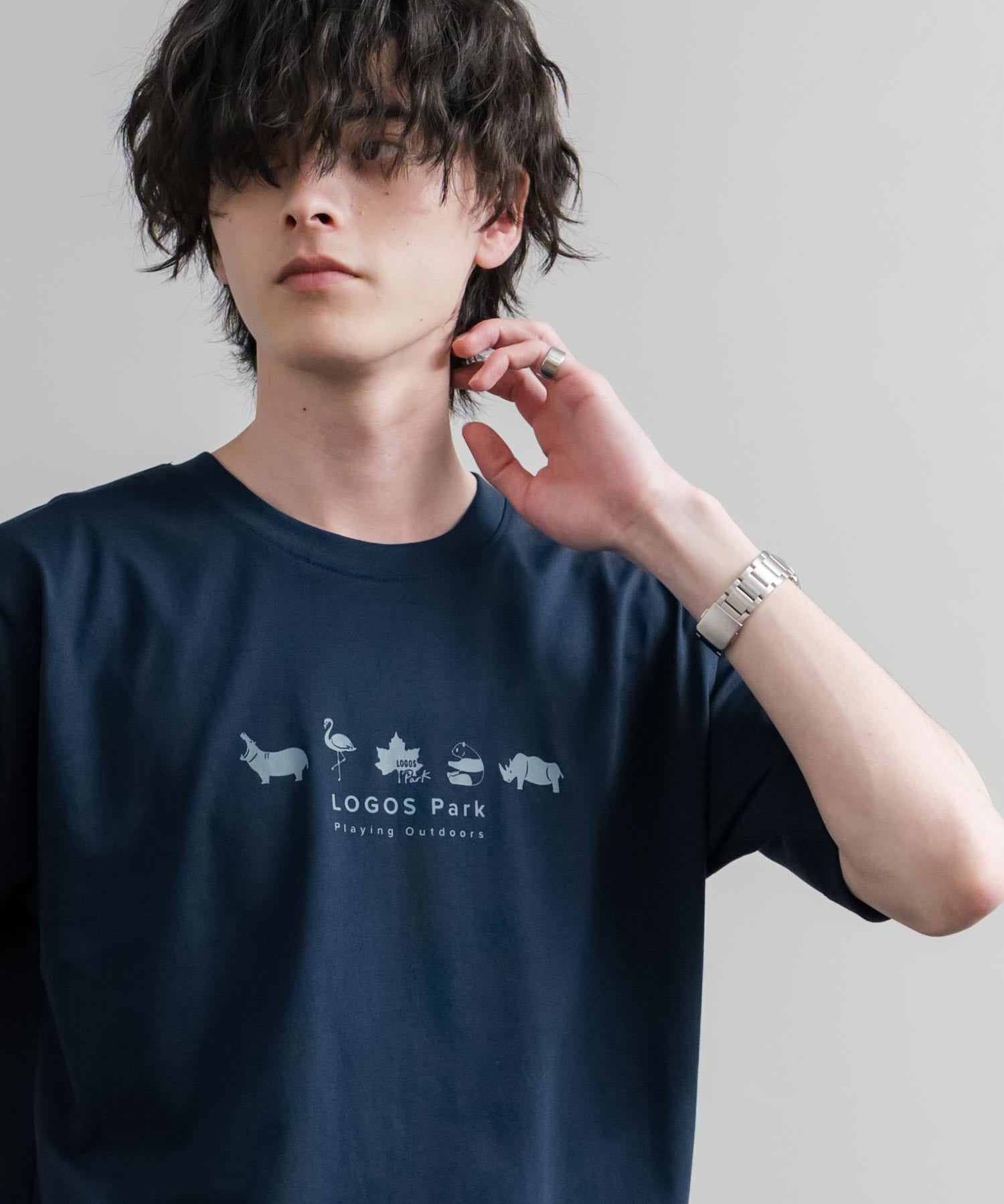 LOGOS ロゴス 吸汗速乾 スパイラルヤーンアニマルプリント半袖Tシャツ  15815