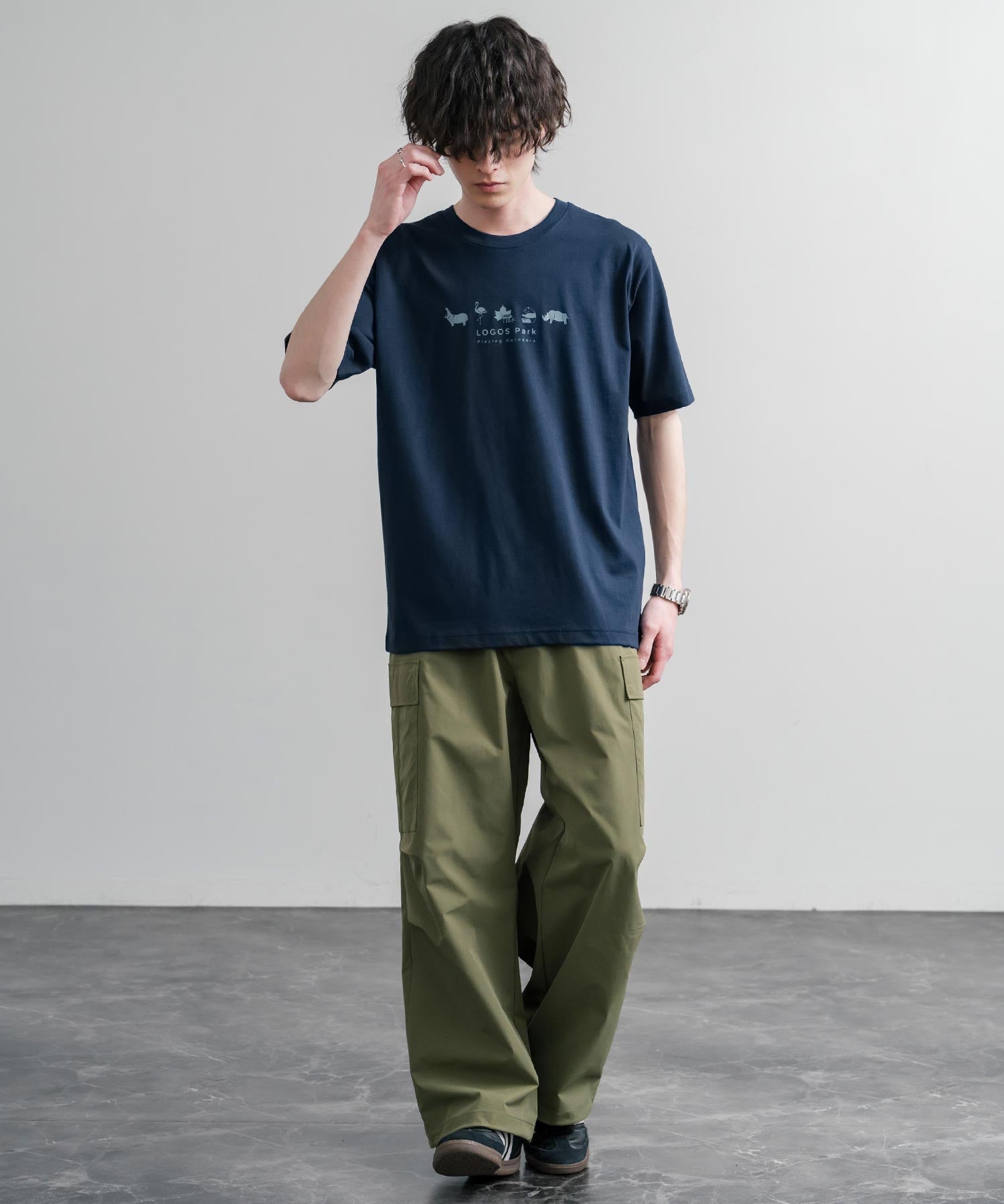 LOGOS ロゴス 吸汗速乾 スパイラルヤーンアニマルプリント半袖Tシャツ  15815