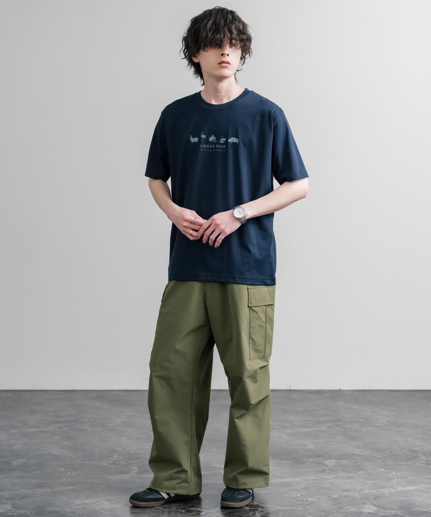 LOGOS ロゴス 吸汗速乾 スパイラルヤーンアニマルプリント半袖Tシャツ  15815