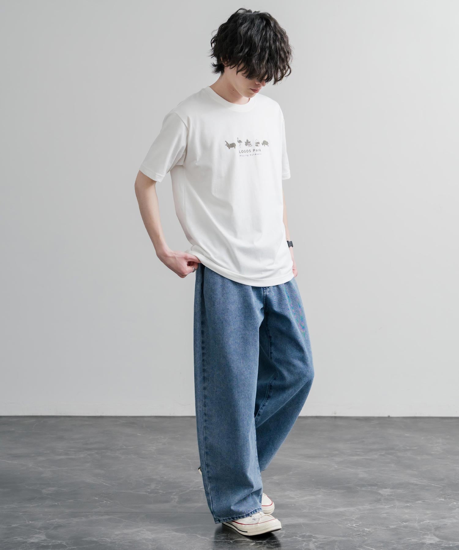 LOGOS ロゴス 吸汗速乾 スパイラルヤーンアニマルプリント半袖Tシャツ  15815