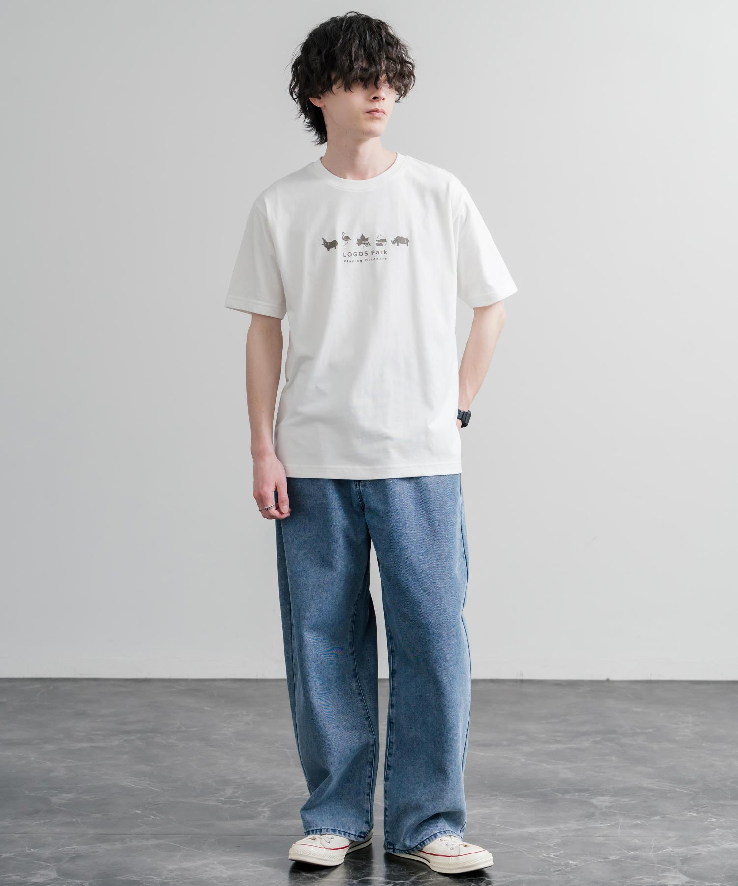 LOGOS ロゴス 吸汗速乾 スパイラルヤーンアニマルプリント半袖Tシャツ  15815