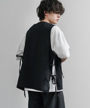 Upscape Audience 日本製/国産Reflax TECH リネンライクキャンバス キーネックプルオーバーエプロンベスト AUD7394 15861