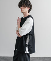 Upscape Audience 日本製/国産Reflax TECH リネンライクキャンバス キーネックプルオーバーエプロンベスト AUD7394 15861
