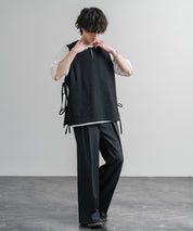 Upscape Audience 日本製/国産Reflax TECH リネンライクキャンバス キーネックプルオーバーエプロンベスト AUD7394 15861
