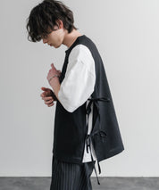 Upscape Audience 日本製/国産Reflax TECH リネンライクキャンバス キーネックプルオーバーエプロンベスト AUD7394 15861