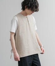Upscape Audience 日本製/国産Reflax TECH リネンライクキャンバス キーネックプルオーバーエプロンベスト AUD7394 15861