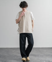 Upscape Audience 日本製/国産Reflax TECH リネンライクキャンバス キーネックプルオーバーエプロンベスト AUD7394 15861