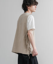 Upscape Audience 日本製/国産Reflax TECH リネンライクキャンバス キーネックプルオーバーエプロンベスト AUD7394 15861