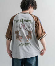 KRIFF MAYER クリフメイヤー スーベニア虎刺繍スカジャンTシャツ/リブラインラグランカットソー 2547201 15866