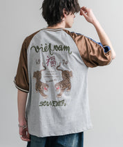 KRIFF MAYER クリフメイヤー スーベニア虎刺繍スカジャンTシャツ/リブラインラグランカットソー 2547201 15866