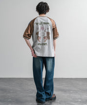 KRIFF MAYER クリフメイヤー スーベニア虎刺繍スカジャンTシャツ/リブラインラグランカットソー 2547201 15866
