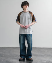 KRIFF MAYER クリフメイヤー スーベニア虎刺繍スカジャンTシャツ/リブラインラグランカットソー 2547201 15866