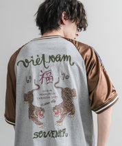 KRIFF MAYER クリフメイヤー スーベニア虎刺繍スカジャンTシャツ/リブラインラグランカットソー 2547201 15866