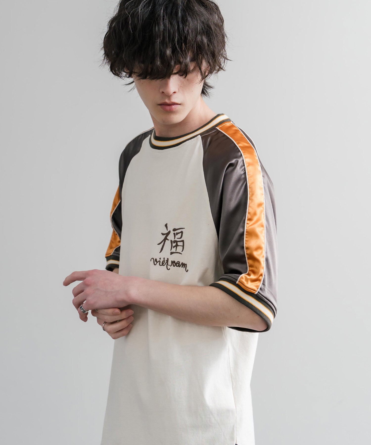 KRIFF MAYER クリフメイヤー スーベニア虎刺繍スカジャンTシャツ/リブラインラグランカットソー 2547201 15866