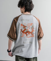 KRIFF MAYER クリフメイヤー スーベニア龍刺繍スカジャンTシャツ/リブラインラグランカットソー 2547202 15867