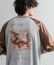 KRIFF MAYER クリフメイヤー スーベニア龍刺繍スカジャンTシャツ/リブラインラグランカットソー 2547202 15867