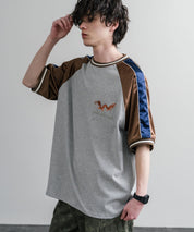 KRIFF MAYER クリフメイヤー スーベニア龍刺繍スカジャンTシャツ/リブラインラグランカットソー 2547202 15867