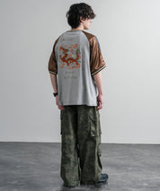 KRIFF MAYER クリフメイヤー スーベニア龍刺繍スカジャンTシャツ/リブラインラグランカットソー 2547202 15867