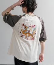 KRIFF MAYER クリフメイヤー スーベニア龍刺繍スカジャンTシャツ/リブラインラグランカットソー 2547202 15867