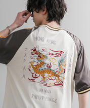 KRIFF MAYER クリフメイヤー スーベニア龍刺繍スカジャンTシャツ/リブラインラグランカットソー 2547202 15867