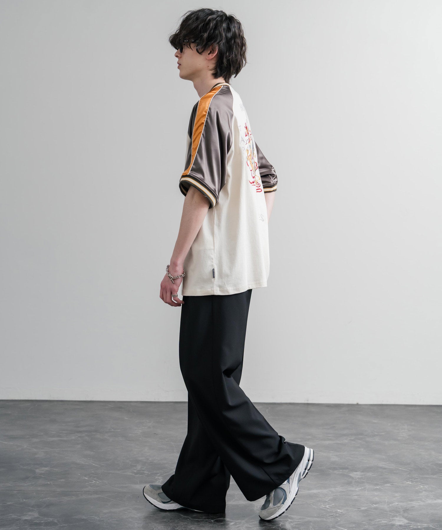 KRIFF MAYER クリフメイヤー スーベニア龍刺繍スカジャンTシャツ/リブラインラグランカットソー 2547202 15867